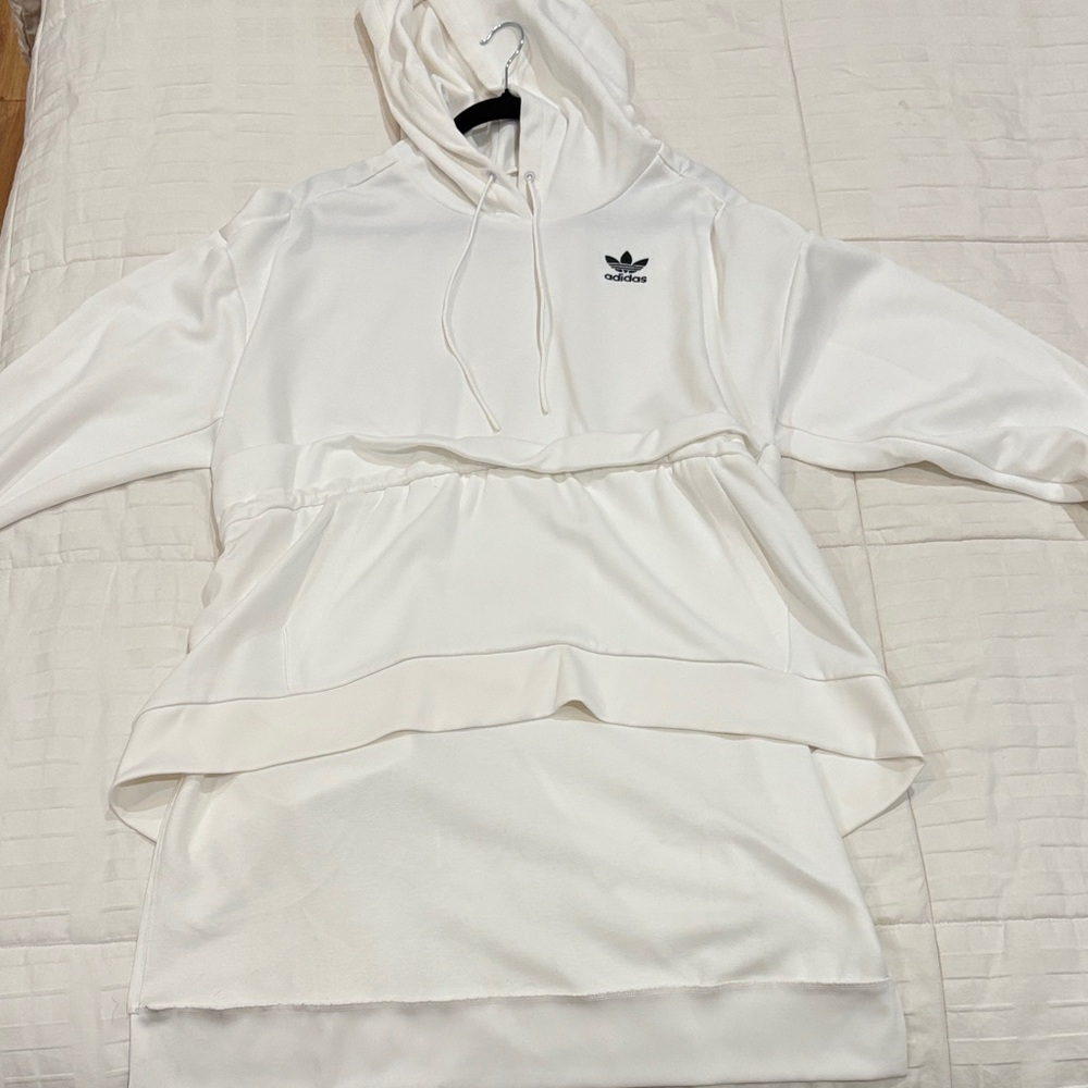 Adidas White Layered Hoodie Dress